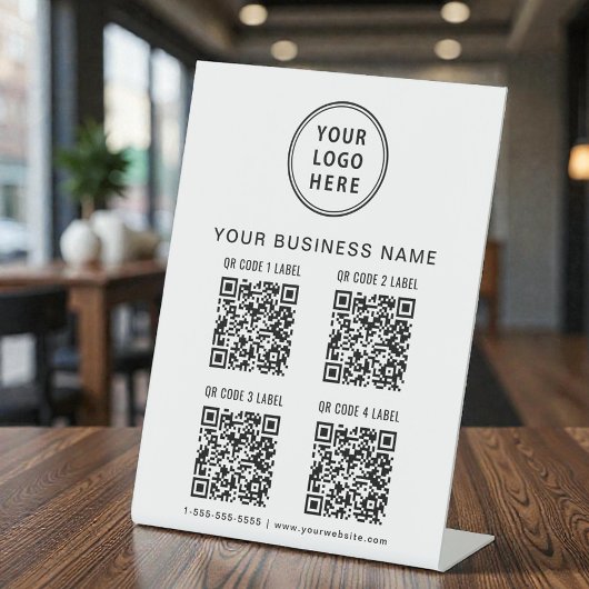 Business Logo 4 QR Codes Reclamebord Met Voetstuk