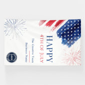 Business Logo 4th of July Feest Rood Wit Blauw Spandoek (Horizontaal)