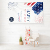 Business Logo 4th of July Feest Rood Wit Blauw Spandoek (Insitu)