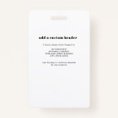 Business Logo Aangepaste QR-code Foto Medewerker I Badge (Achterkant)