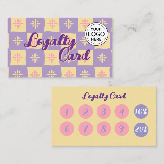 Business Logo Aangepaste vrolijke kleuren Loyalty  Visitekaartje (Voorkant / Achterkant)