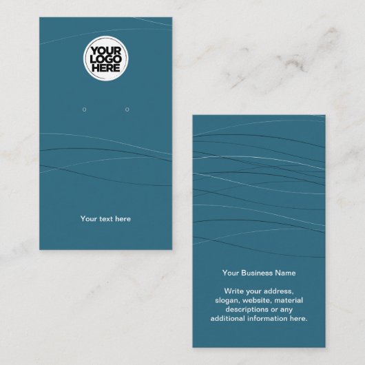 Business Logo Abstract Blue Earring Display Kaart Visitekaartje (Voorkant / Achterkant)