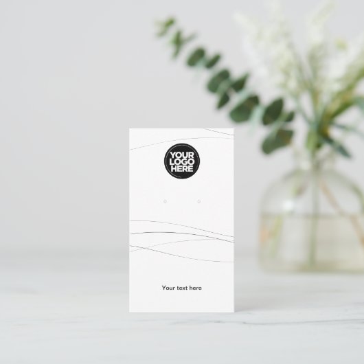 Business Logo Abstract White Earring Display Kaart Visitekaartje (Staand voorkant)