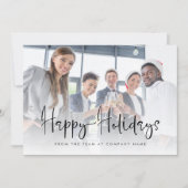 Business Logo Add Photo Prettige feestdagen Script Feestdagenkaart (Voorkant)