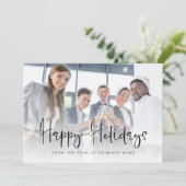 Business Logo Add Photo Prettige feestdagen Script Feestdagenkaart (Staand voorkant)