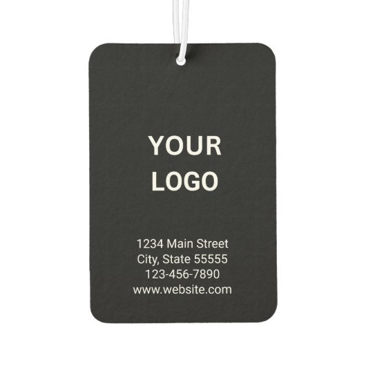 Business Logo Adres Telefoon Website Zwart-wit Luchtverfrisser (Achterkant)