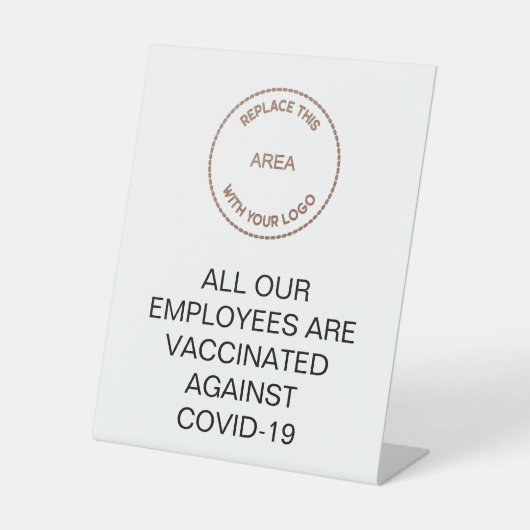 Business Logo Alle medewerkers gevaccineerd zwart  Reclamebord Met Voetstuk (Voorkant)