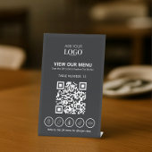 Business Logo Allergy QR Code Contactloos Menu Reclamebord Met Voetstuk