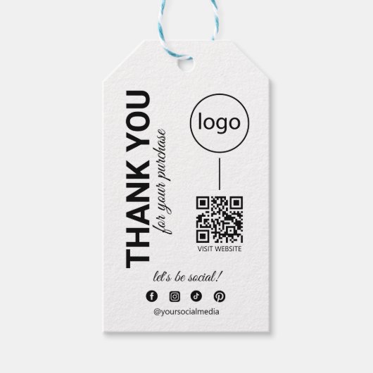Business Logo and Qr Code Clothing Price Label Cadeaulabel (Voorkant)