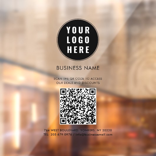 Business Logo and QR Code Custom Raamsticker (Vel 2)