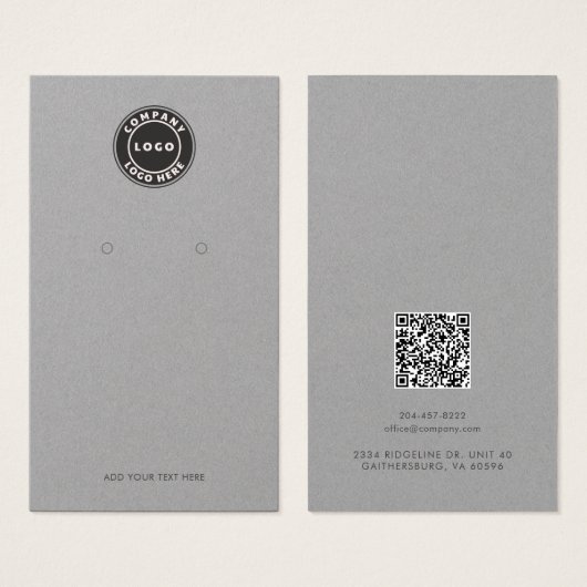 Business Logo and QR Code Earrings Display Card Visitekaartje (Voorkant /achterkant)