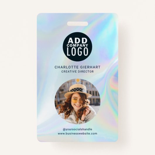 Business Logo and QR Code Employees Photo ID Badge (Voorkant)