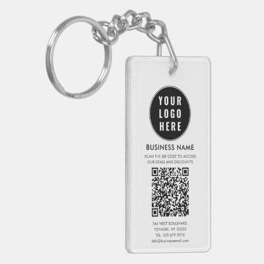 Business Logo and QR Code Modern Sleutelhanger (Voorkant Links)