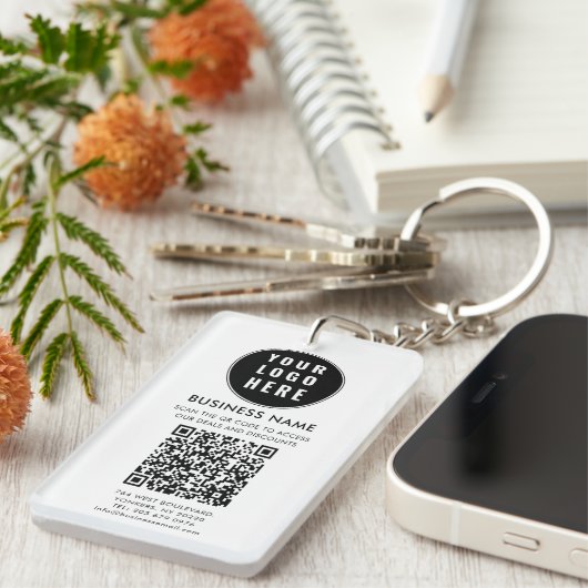Business Logo and QR Code Modern Sleutelhanger (Voorkant Rechts)