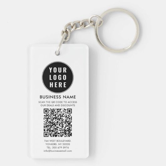Business Logo and QR Code Modern Sleutelhanger (achterkant)