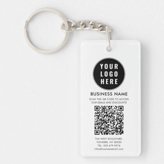Business Logo and QR Code Modern Sleutelhanger (Voorkant)