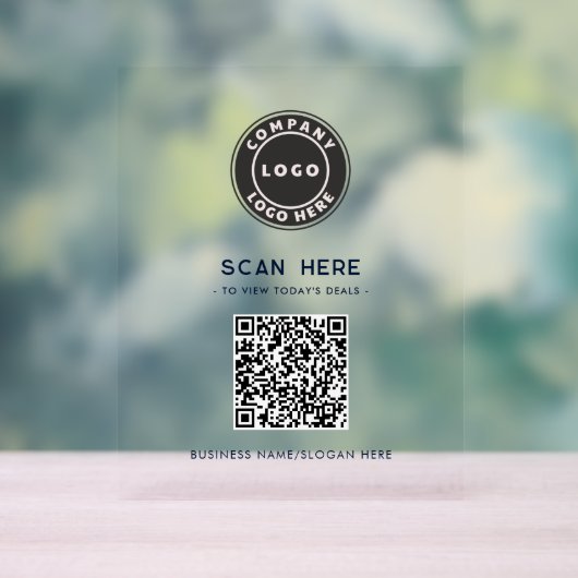 Business Logo and QR Code Scan Here Acryl Bord (Neutraal)