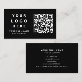 Business Logo And Qr Code Simple Minimalist Black Visitekaartje