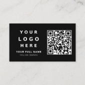 Business Logo And Qr Code Simple Minimalist Black Visitekaartje (Voorkant)