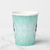 Business Logo Aqua Blue Glitter Papier Party Cup Papieren Bekers (Rechts)