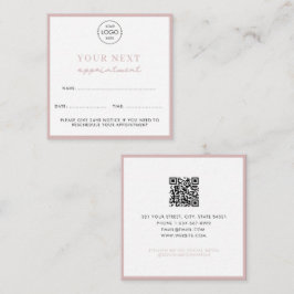 Business Logo Beauty Afspraakkaart Blush Pink Vierkante Visitekaartje