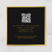 Business Logo Beauty Afspraakkaart Zwart Goud Vierkante Visitekaartje (Achterkant)