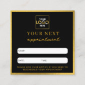 Business Logo Beauty Afspraakkaart Zwart Goud Vierkante Visitekaartje (Voorkant)