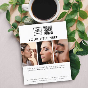 Business Logo Beauty Salon 3 foto's QR Code Flyer