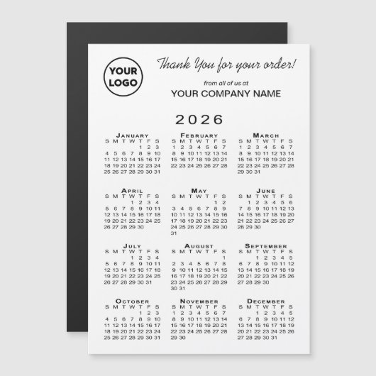 Business Logo Bedankt 2026 Kalendermagneet (Voorkant / Achterkant)