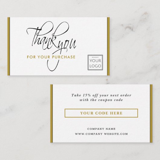 Business Logo Bedankt Coupon Code Bedrijfsnaam (Voorkant / Achterkant)