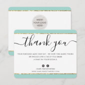 BUSINESS LOGO BEDANKT U elegante roze gouden glitt (Voorkant / Achterkant)