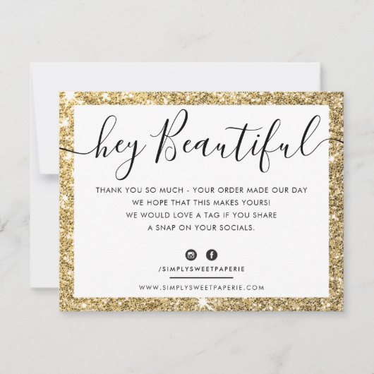 BUSINESS LOGO BEDANKT U elegante zwart gouden glit (Voorkant)