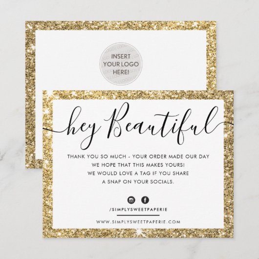 BUSINESS LOGO BEDANKT U elegante zwart gouden glit (Voorkant / Achterkant)