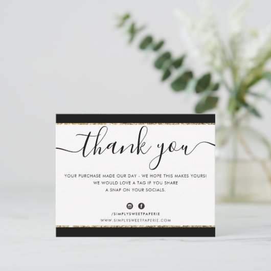 BUSINESS LOGO BEDANKT U elegante zwart gouden glit (Staand voorkant)