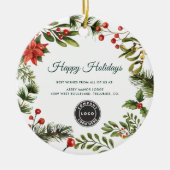 Business Logo Bedrijf Medewerkers Klanten Kerst Keramisch Ornament (Voorkant)