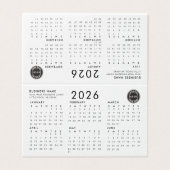 Business Logo Bedrijfsmedewerkers 2026 Kalender Kaart (Buitenkant ongevouwen)
