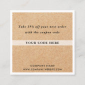 Business Logo Bedrijfsnaam Dank u Kraft Kortingskaartje (Achterkant)