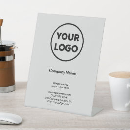 Business Logo Bedrijfsnaam Grey Promotionele Winke Reclamebord Met Voetstuk