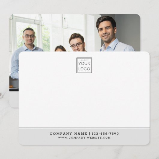 Business Logo Bedrijfsnaam Professionele Foto Grij Notitiekaartje (Voorkant / Achterkant)