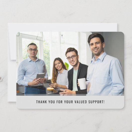 Business Logo Bedrijfsnaam Professionele Foto Grij Notitiekaartje (Achterkant)