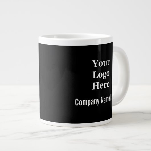 Business Logo Bedrijfsnaam Zwart en Wit Branded Grote Koffiekop (Voorkant rechts)