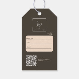 Business Logo bewerkbaar QR Code Bruin Prijs Label Cadeaulabel