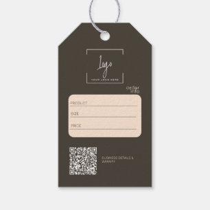 Business Logo bewerkbaar QR Code Bruin Prijs Label Cadeaulabel