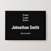 Business Logo Black and White Naam van werknemer Button (Voorkant)