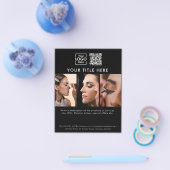 Business Logo Black Beauty Salon 3 foto's QR Code Flyer (Enkel)