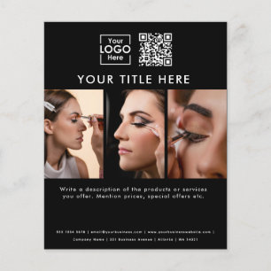 Business Logo Black Beauty Salon 3 foto's QR Code Flyer