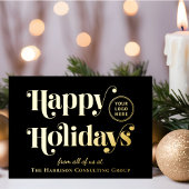 Business Logo Black Christmas Gold Folie Feestdagenkaart