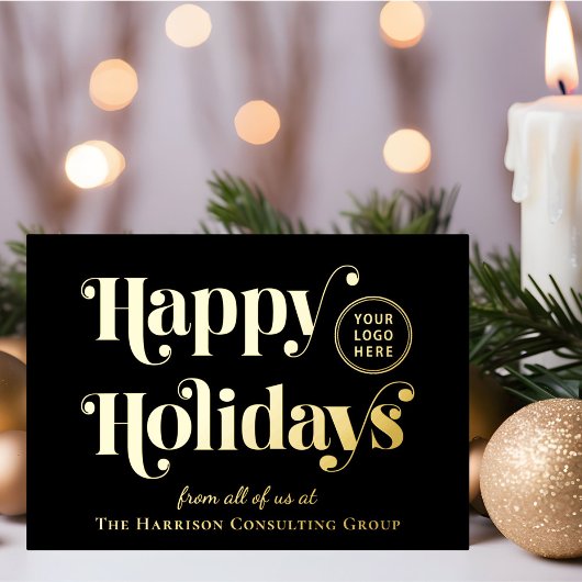 Business Logo Black Christmas Gold Folie Feestdagenkaart