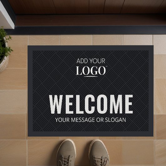 Business Logo Black Corporate Diamond Pattern Deurmat