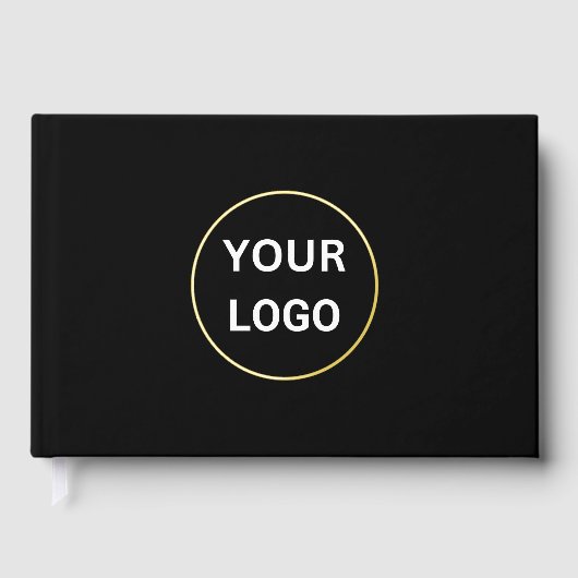 Business Logo Black en Gold Circle Border Gastenboek (Voorkant)